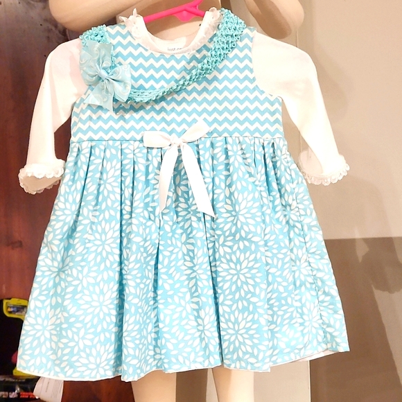 MY OWN Other - HANDMADE BABY GIRLS 3PC JUMPER DRESS WITH A TOP. SIZE 3M.